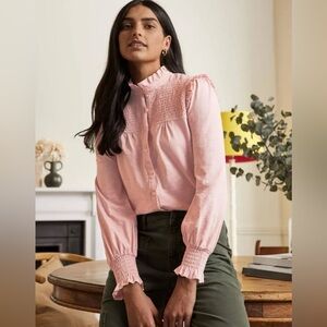 Boden smocked yoke jersey top pink size 12 new with tags. t0878